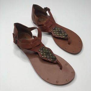 Dolce Vita Draya Brown Studded Leather Sandals